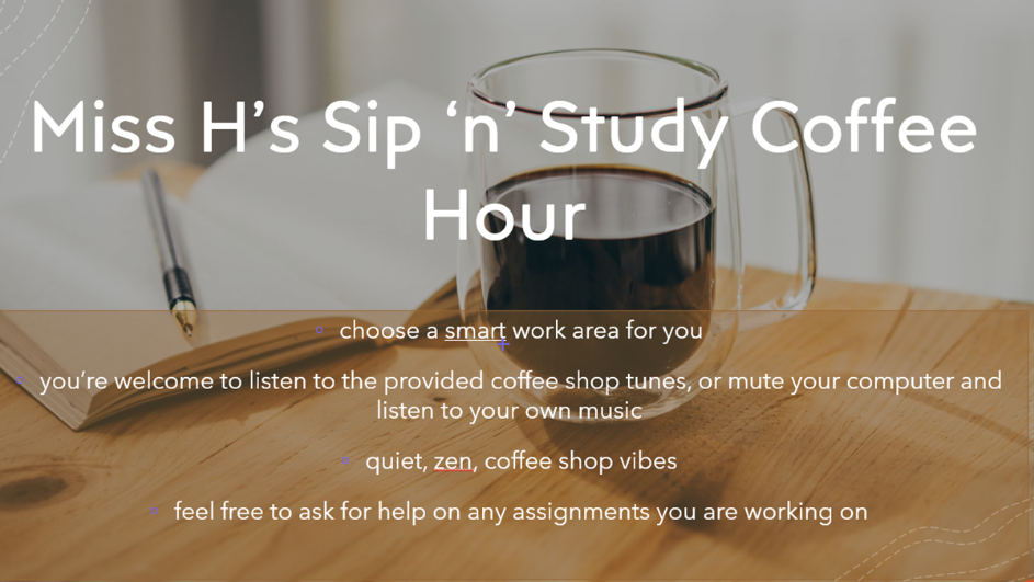 office hours daily 2:00-2:45 on teams